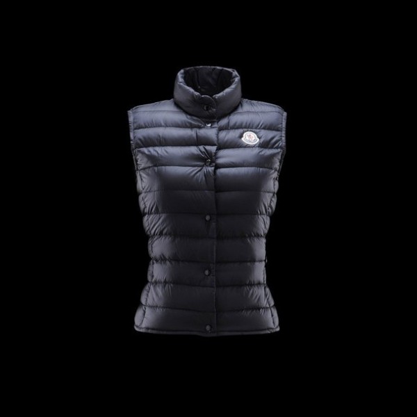 Moncler Blu Mock Collar Slim senza maniche donna gilet di uscita